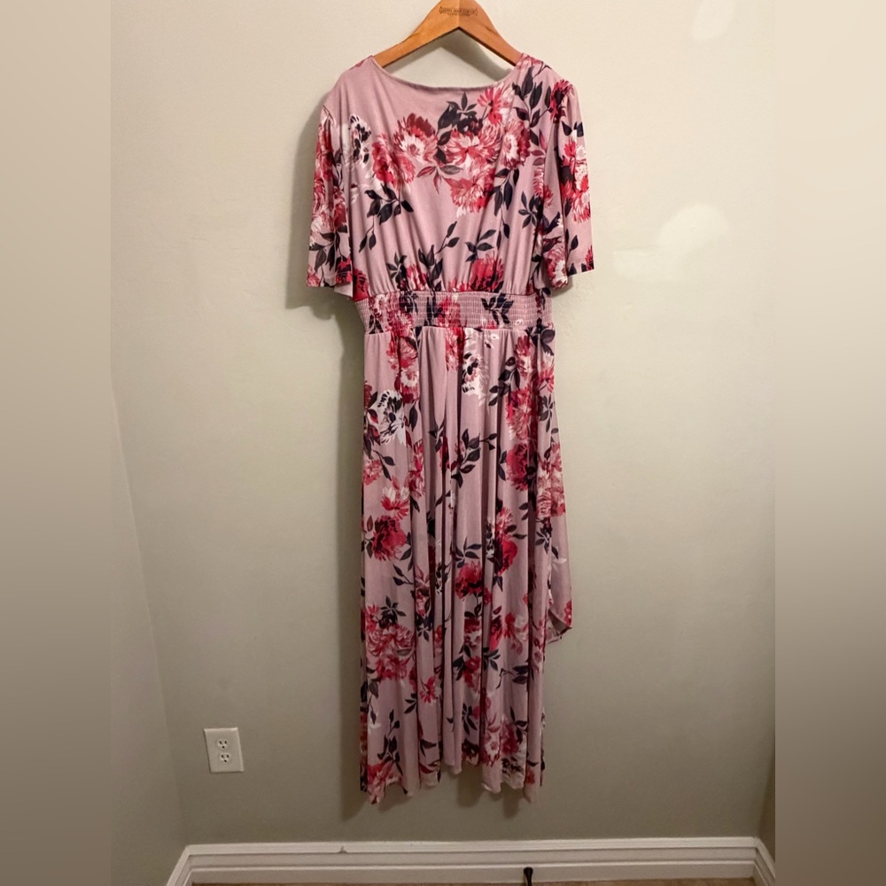 Maurices Floral Dress Women’s XL Pink Midi Smocked Waist Flutter Sleeve - Picture 3 of 8